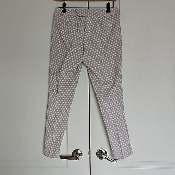 Banana Republic Women's Jacquard Polka Dot Ankle Pants Cream & White Size 2 - Picture 3 of 16